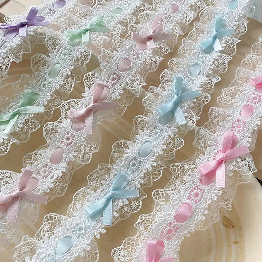 1 Yard Pleated Lace Trim Ribbon – Bow Ruffle Fabric Edge Lace Trim Ribbon Nixie