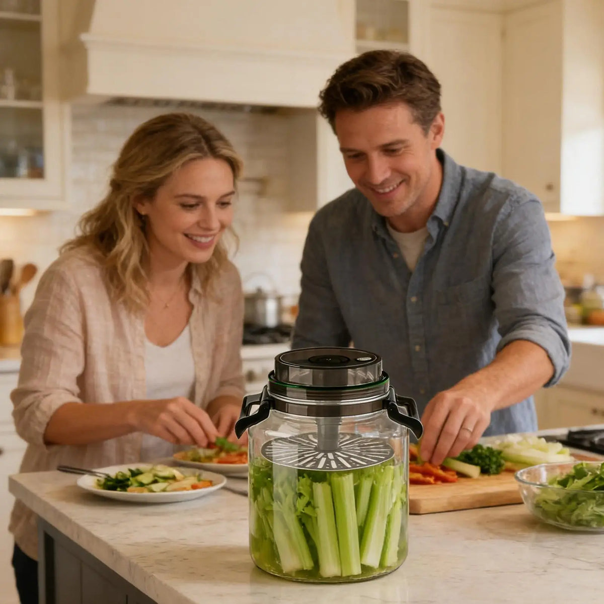 5L Airtight Kimchi & Pickle Jar with Press-Type Lid & Handle Food Storage Jar Nixie