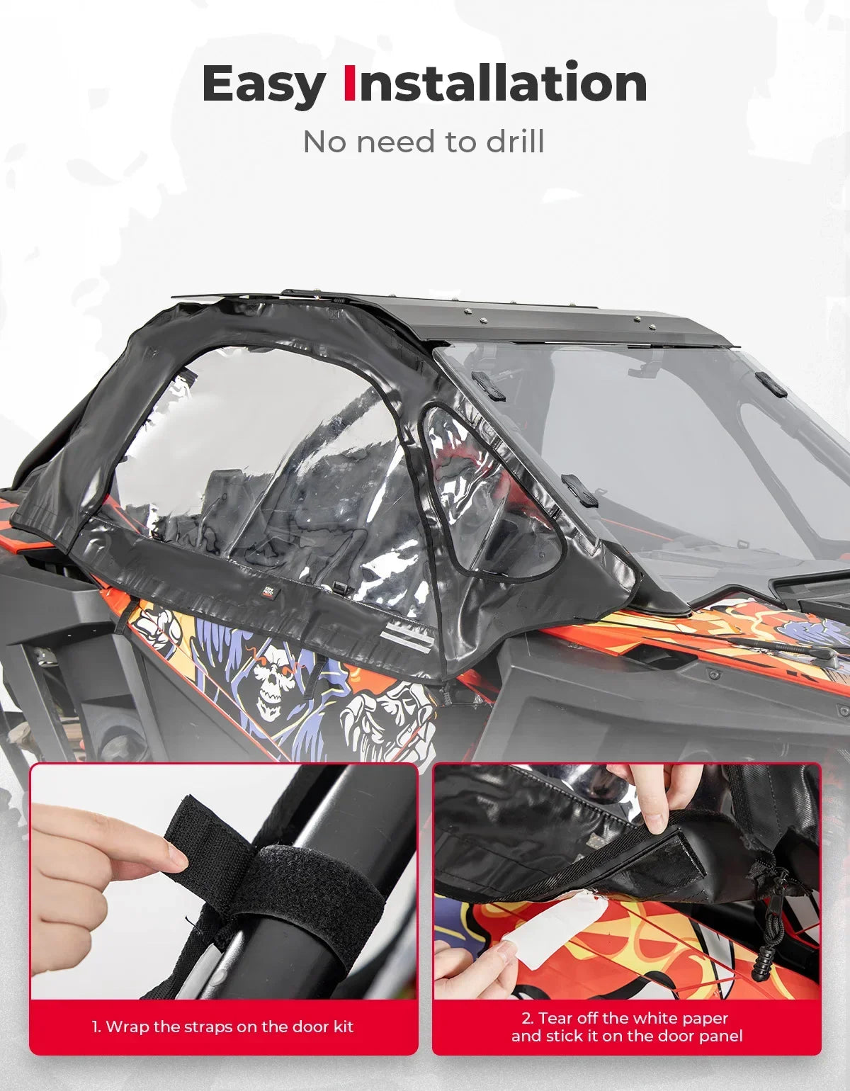 KEMIMOTO Soft Upper Doors Cab Enclosure Polaris RZR PRO XP UTV Cab Enclosure Nixie