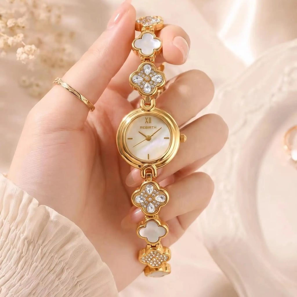 REBIRTH Four-Leaf Clover Mother-of-Pearl Women's Quartz Watch Women's Quartz Watch Nixie