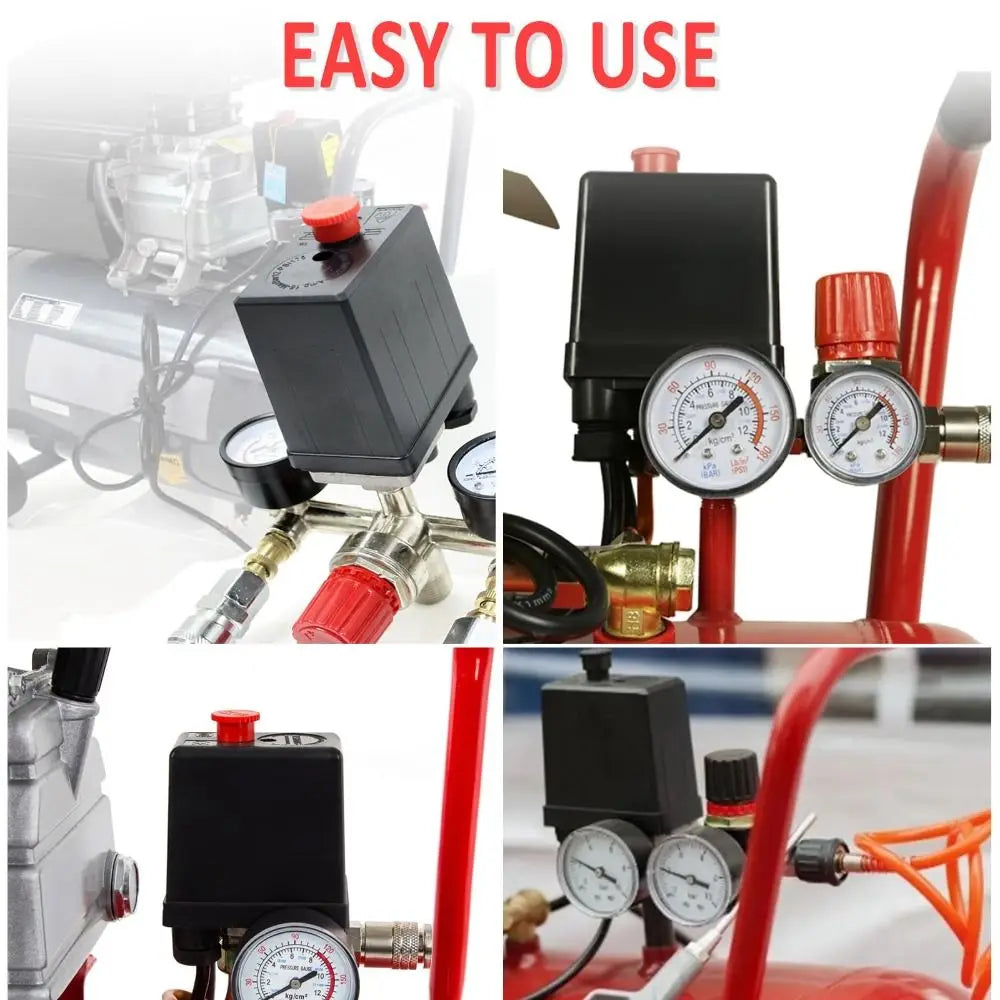 220V Air Compressor Pressure Switch 4-Port 90-120 PSI Control Valve Compressor Pressure Switch Nixie