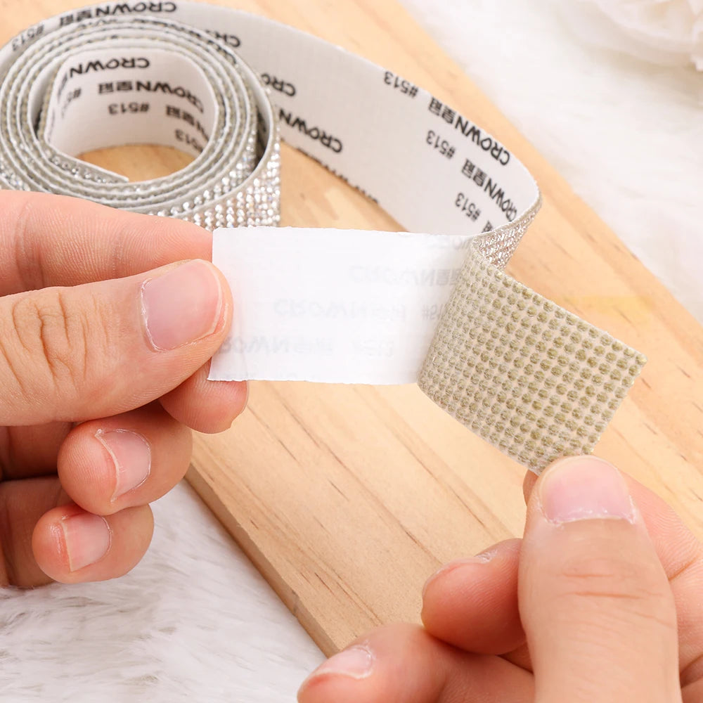 Self-Adhesive Rhinestone Trim Tape – 1 Yard Crystal Ribbon Rhinestone Trim Tape Nixie