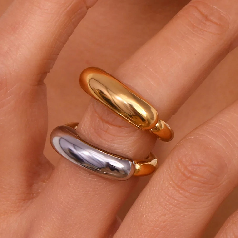 Stainless Steel Ring 18K Gold Plated – Unisex Fashion Band Fashion Ring Nixie