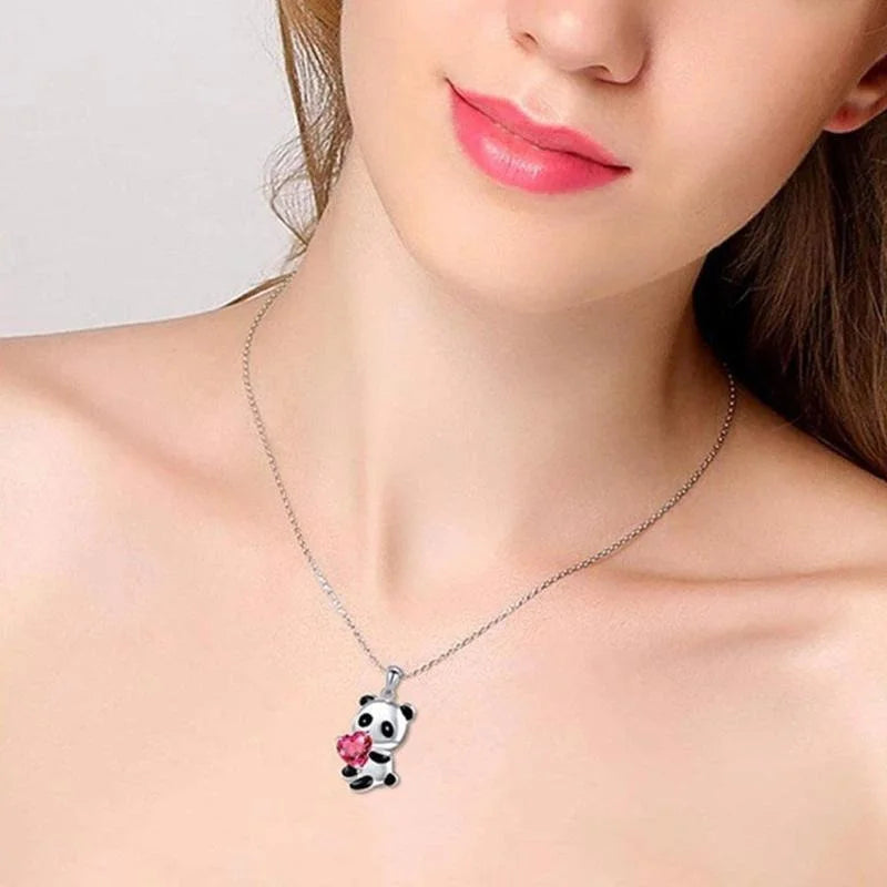 Panda Bear Zircon Pendant Necklace – Charm Choker for Women Pendant Necklace Nixie