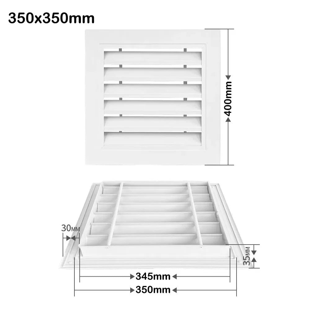 Aluminum Alloy Square Air Vent Grille White Return Vent Cover Air Vent Grille Nixie 350x350mm