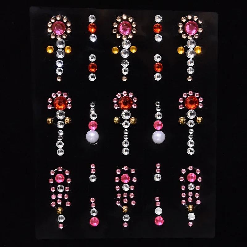 Rhinestone Face & Eye Gem Stickers – 15 Sheets Crystal Body Art Body Art Stickers Nixie 03