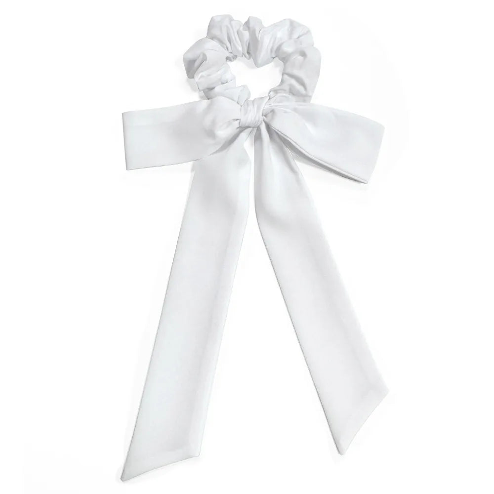 Elastic Bow Hair Tie Scrunchie with Long Ribbon Tails | Soft Fabric