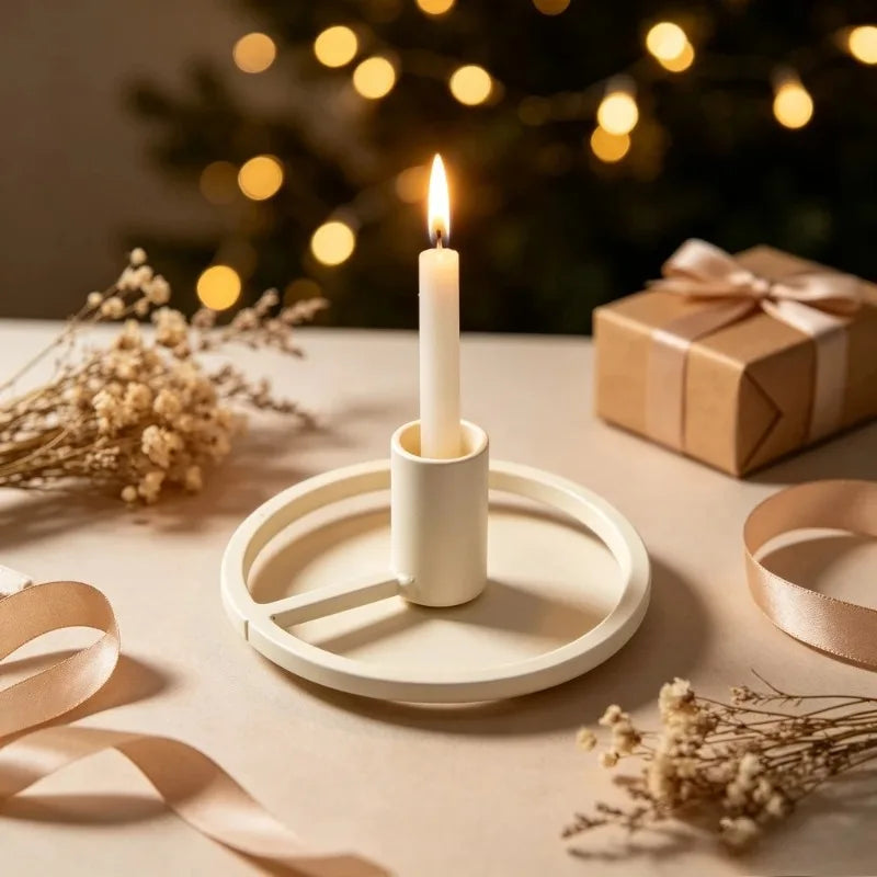 Nordic Metal Cone Candle Holder – Hollow Iron Base Home Decor