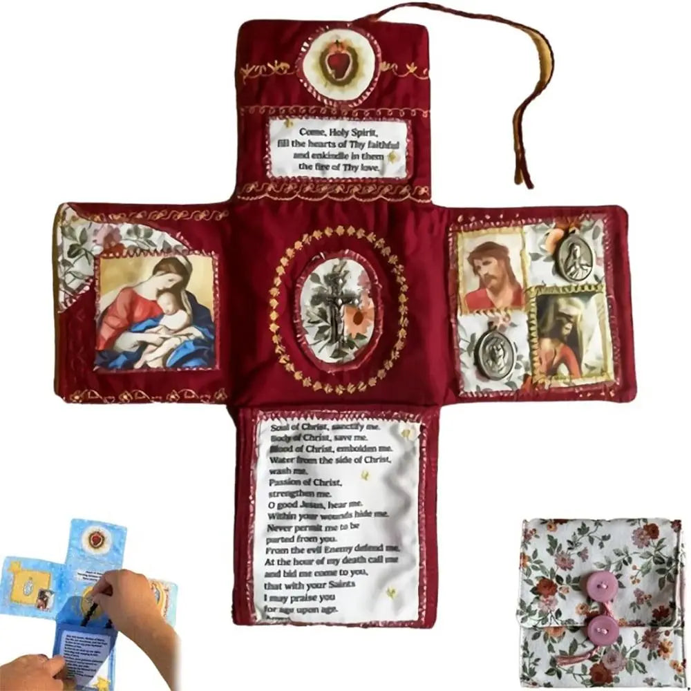 Handcrafted Pocket Devotional with Cross & Saint Images