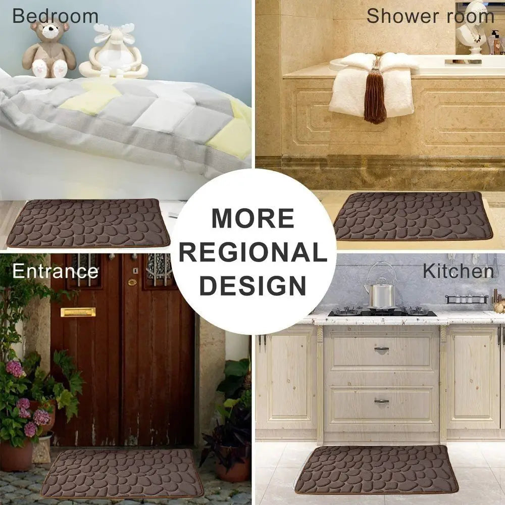 Cobblestone Bath Mat – Non-Slip Absorbent Microfiber Shower Rug