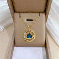 Star & Moon Pendant Necklace – Gold Zircon Clavicle Chain Pendant Necklace Nixie Blue