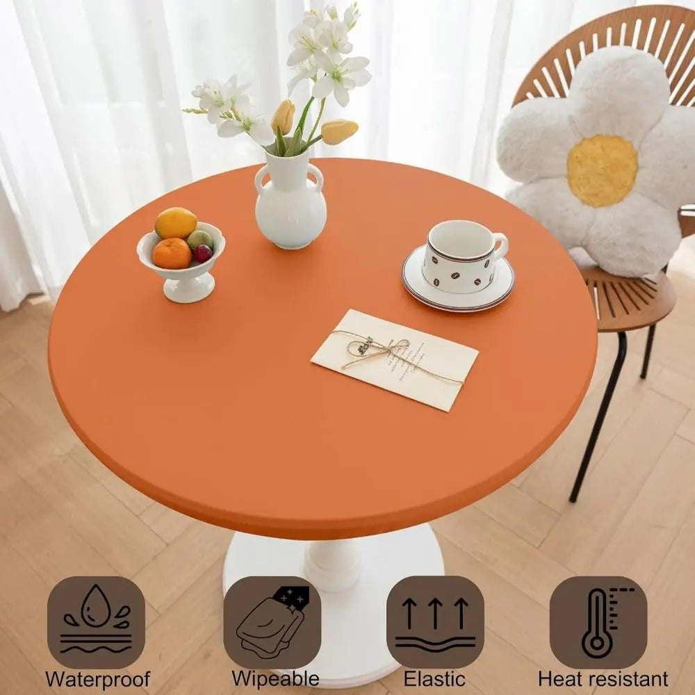 Elastic Round Tablecloth Waterproof Oil-Proof Non-Slip PVC Cover Round Tablecloth Nixie