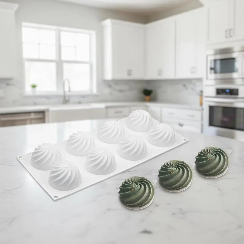 6-Cavity Spiral Silicone Mold for Cake, Mousse & Soap Silicone Baking Mold Nixie