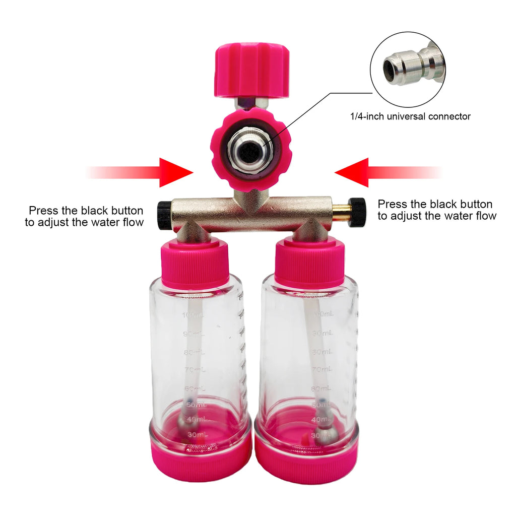 VKTECH 100ML Dual-Kettle Snow Foam Lance Car Wash Sprayer Foam Spray Lance Nixie