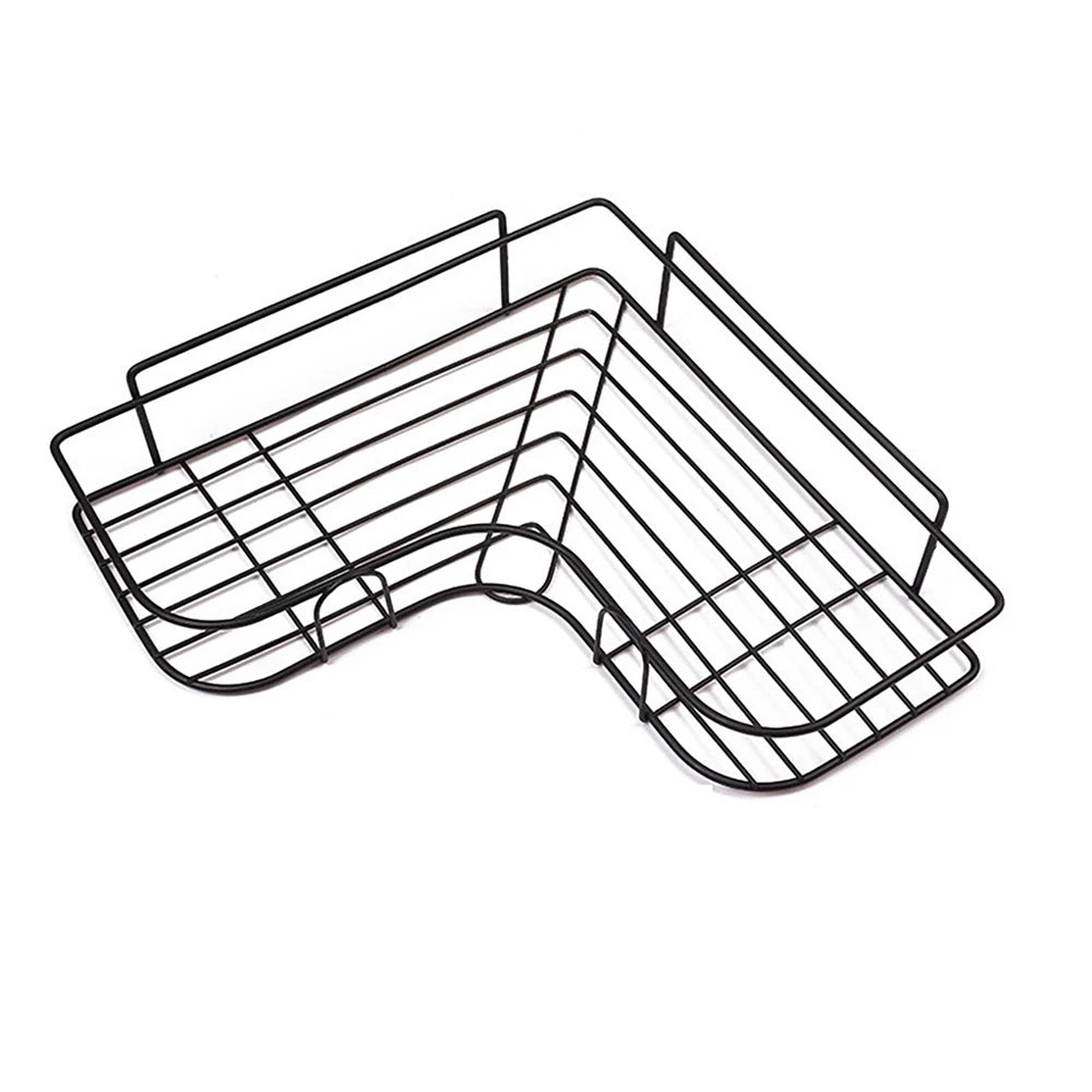 No-Drill Wall Mounted Stainless Steel Corner Shelf & Storage Rack Wall Mounted Shelf Nixie black