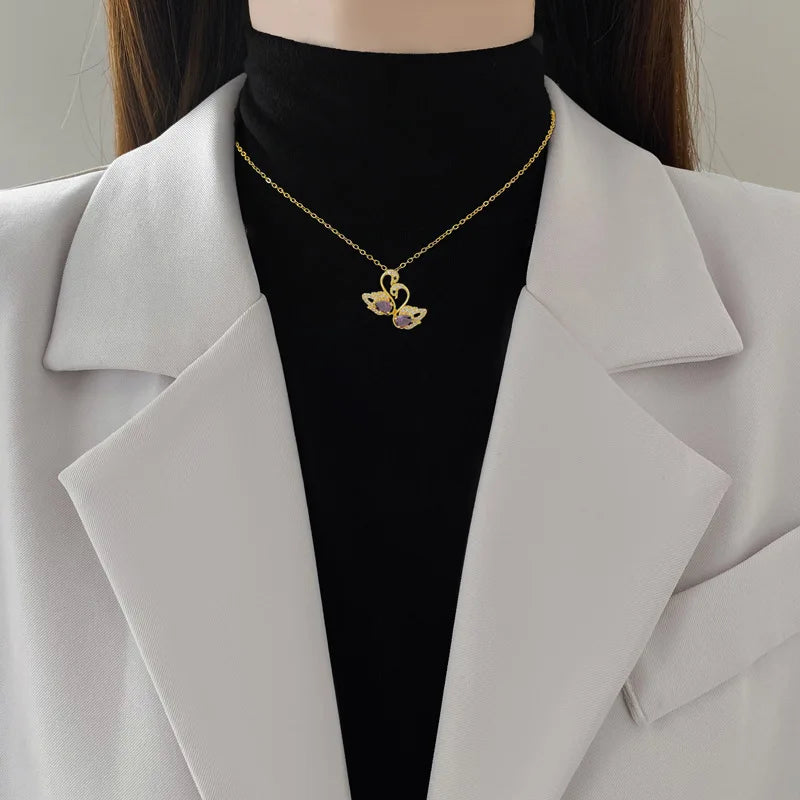 Swan Duckling Pendant Necklace – Dainty Gold Clavicle Chain Pendant Necklace Nixie