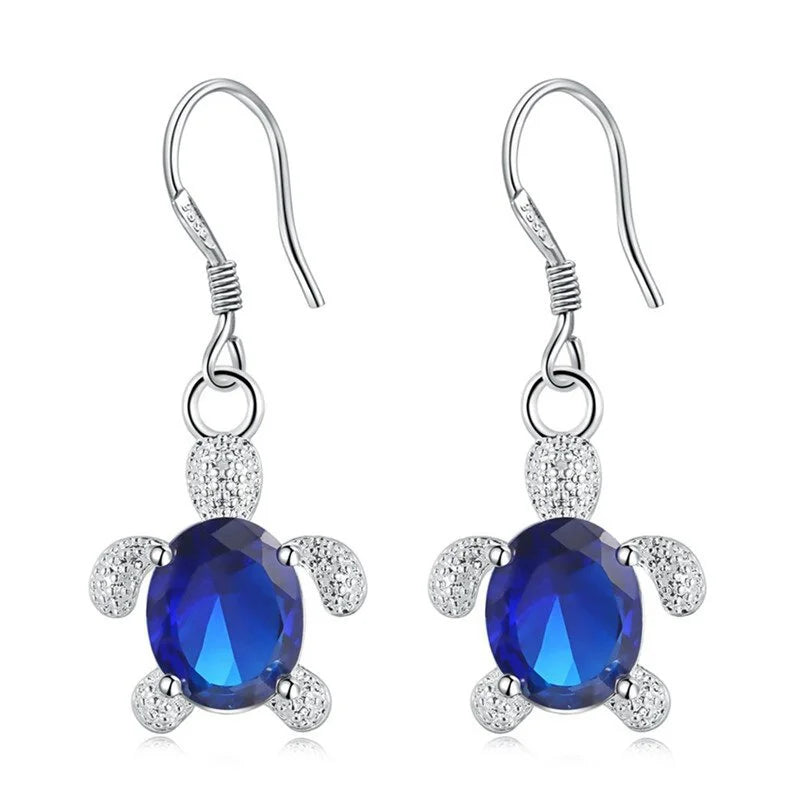 Sea Turtle Necklace & Earrings Set | Zinc Alloy Zircon Jewelry