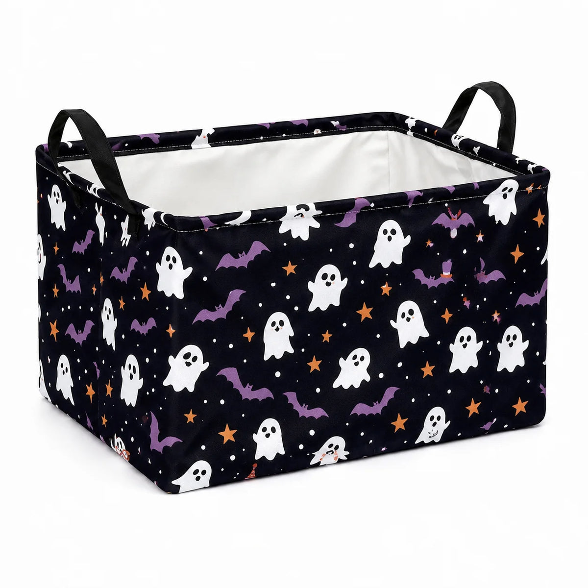 Foldable Halloween Storage Basket – Large Canvas Bin with Handles Storage Basket Nixie Black-A