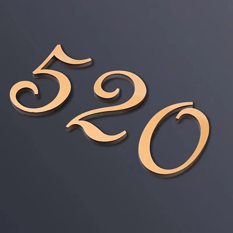 5cm Gold 3D Acrylic House Number Doorplate – DIY Address Sign House Number Sign Nixie