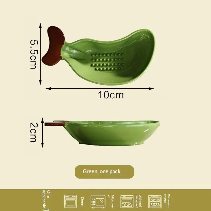 Fish-Shaped BPA-Free Seasoning Dish & Grinding Plate | JETTING Seasoning Dish Nixie Green