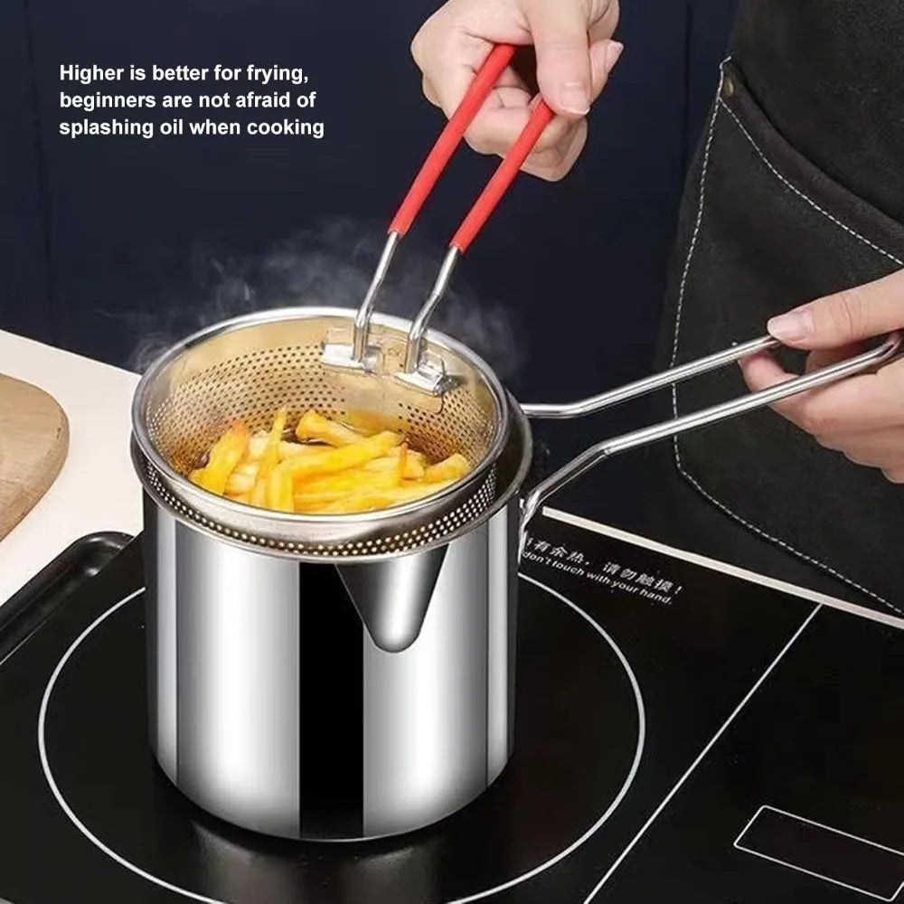 Mini Deep Fryer Pot with Basket – 304 Stainless Steel Deep Fryer Pot Nixie