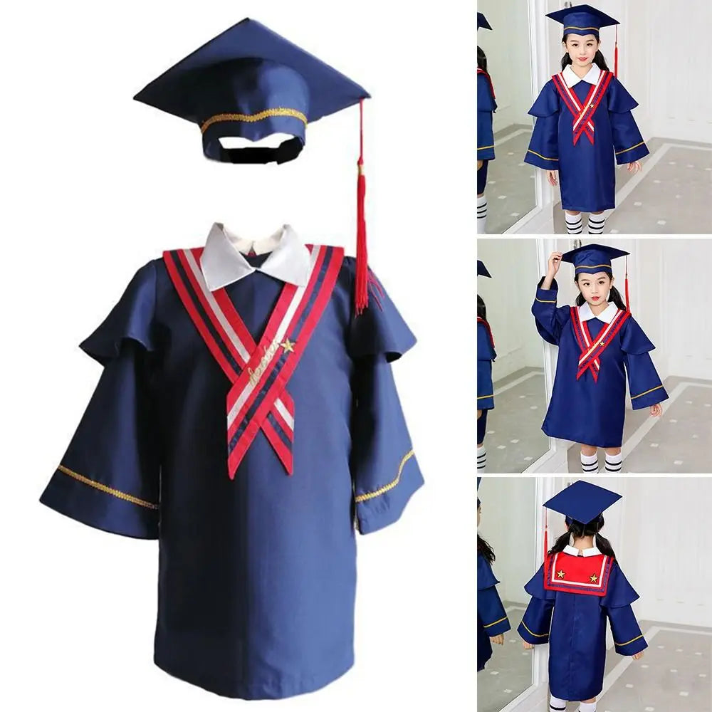 Kids Graduation Gown & Mortarboard Hat Set | Kindergarten Kids Graduation Gown Nixie