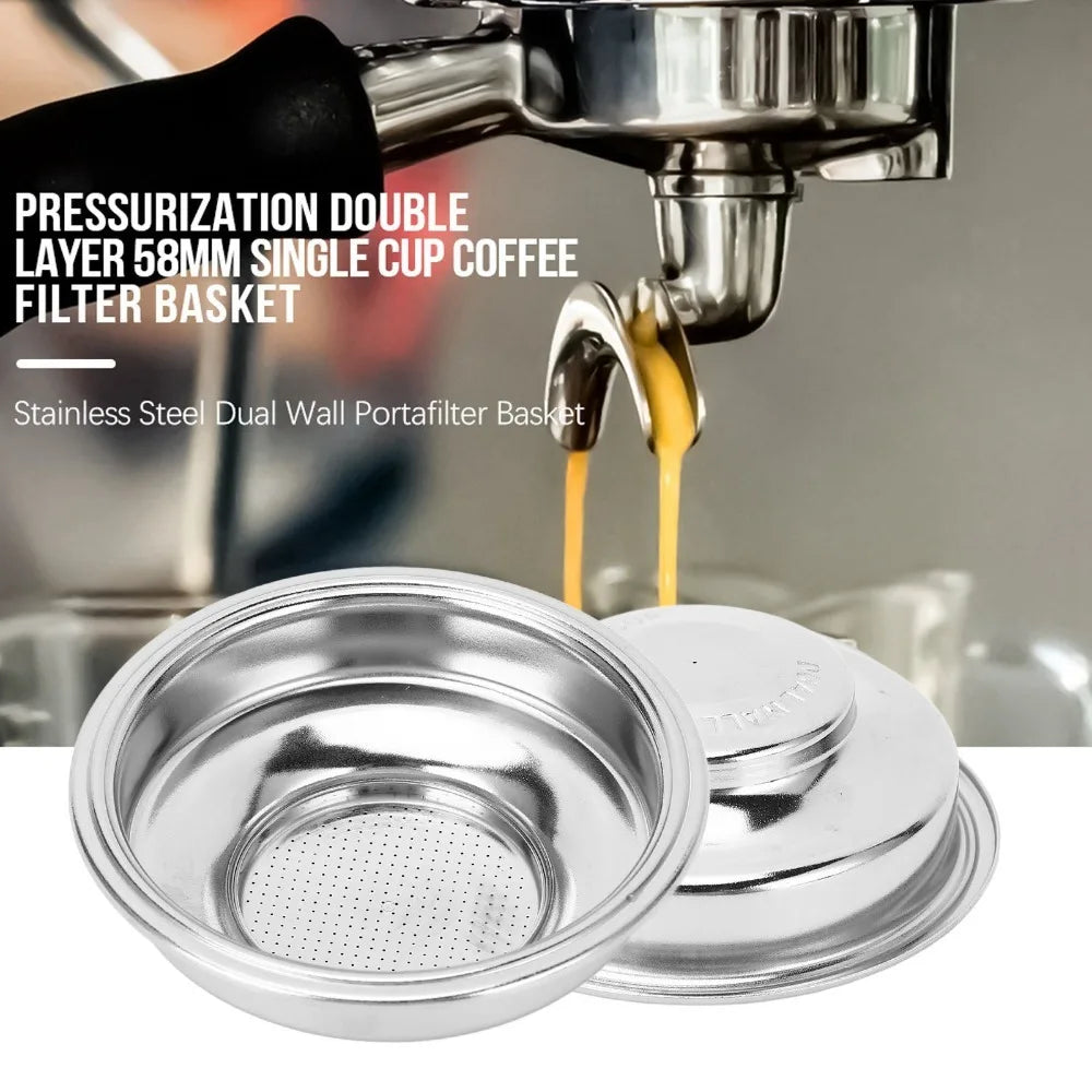 2-Pack 58mm Double Layer Espresso Filter Basket | Single Dose