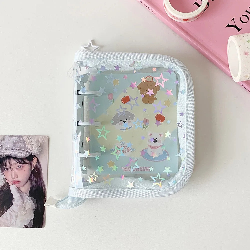 A8 Kpop Photocard Binder | Star Glitter PVC Loose-Leaf Album