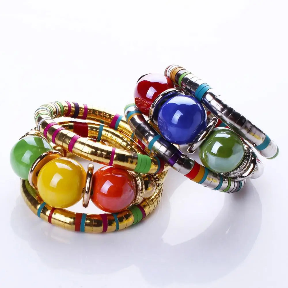 Snake Bangle Stackable Multi-Layer Bracelet Gold & Silver Alloy