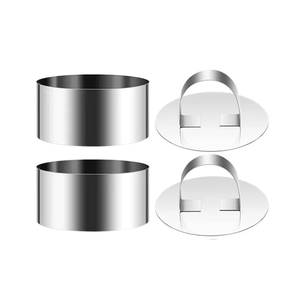Stainless Steel Round Cake Mousse Ring Molds with Pusher 2-Pc Cake Ring Mold Nixie 2Pcs Cake mould