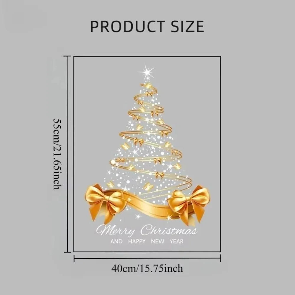 Golden Christmas Tree Window Decals – Self-Adhesive PVC Stickers Window Decal Sticker Nixie