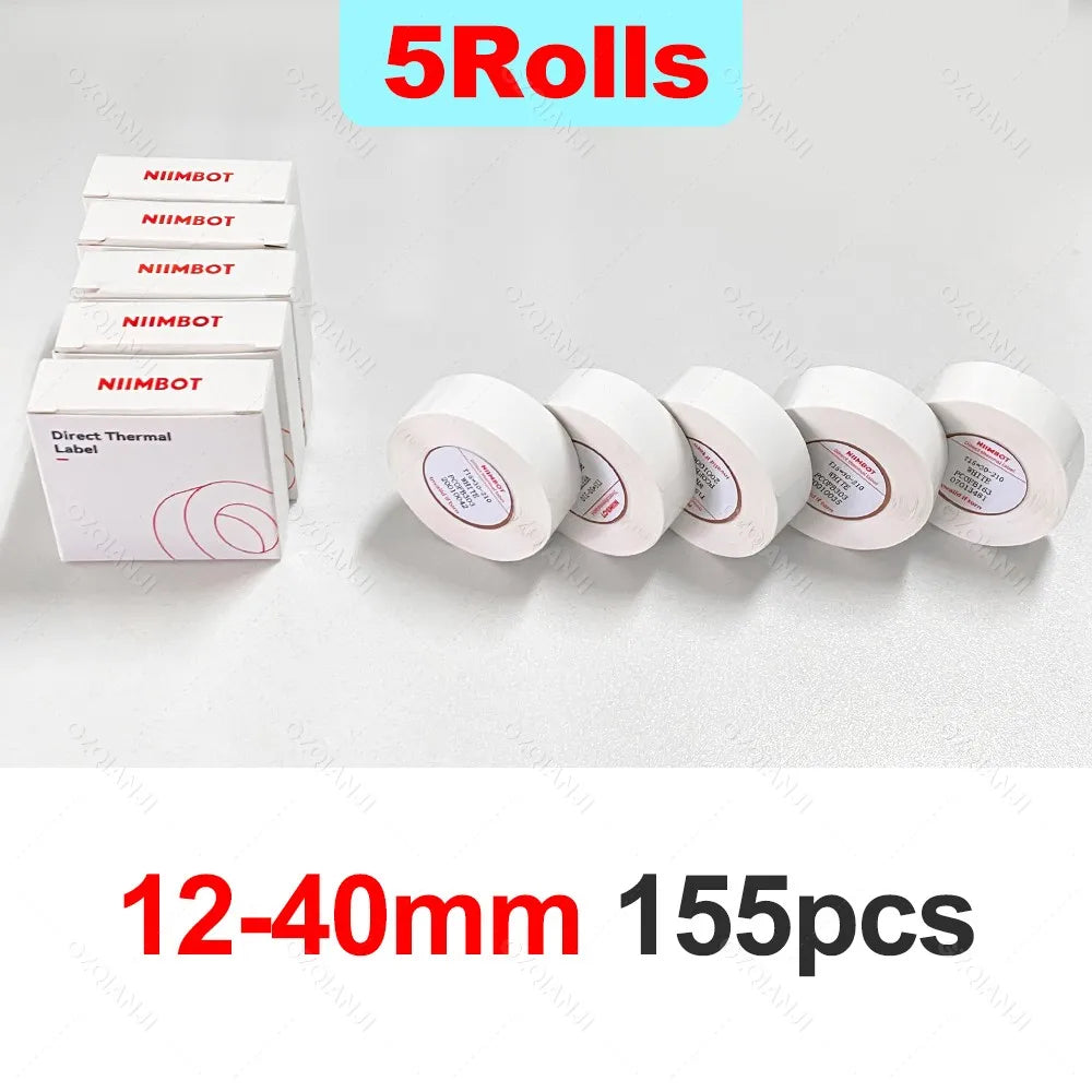 Niimbot Thermal Label Paper Rolls – Waterproof Anti-Oil Stickers Thermal Label Rolls Nixie 5Rolls 12-40mm