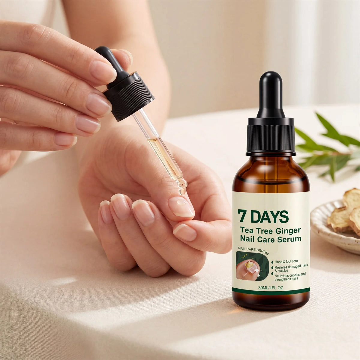 Tea Tree Ginger Nail Serum – Cuticle & Nail Care 30ml Nail Treatment Serum Nixie