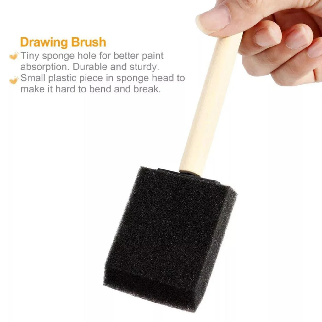 50Pcs Foam Sponge Brush Set with Wood Handle – DIY Crafts Foam Sponge Brush Set Nixie