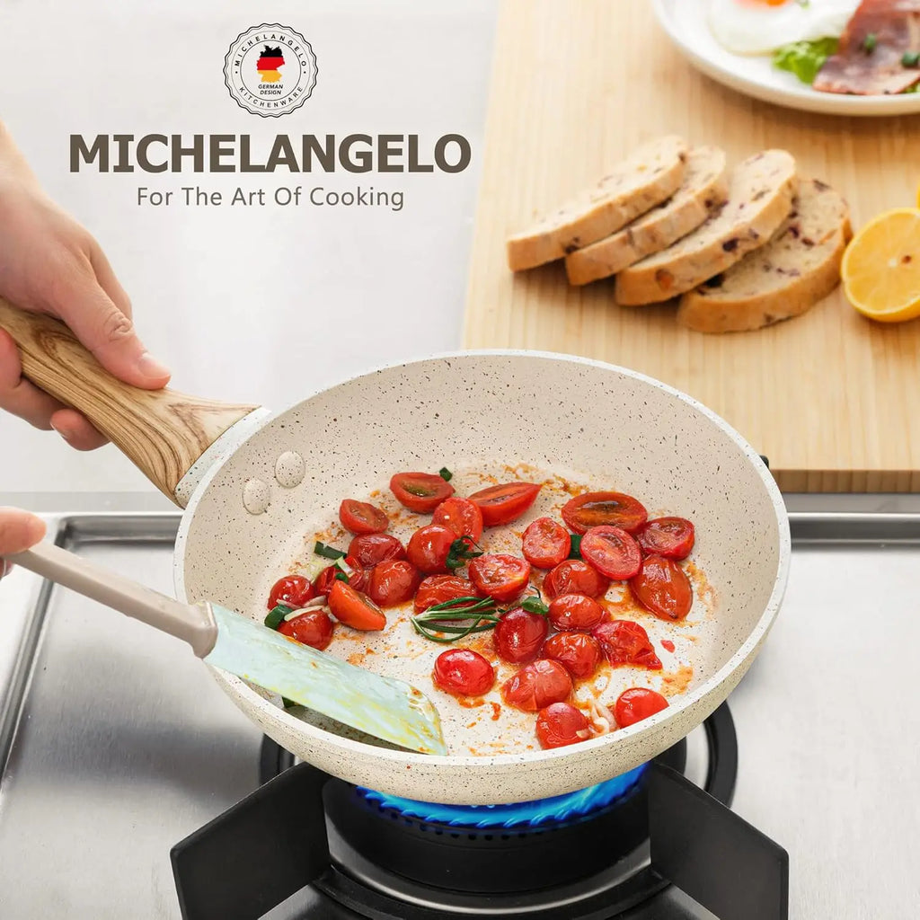 MICHELANGELO Granite Non-Stick Frying Pan with Lid | Induction Non-Stick Frying Pan Nixie