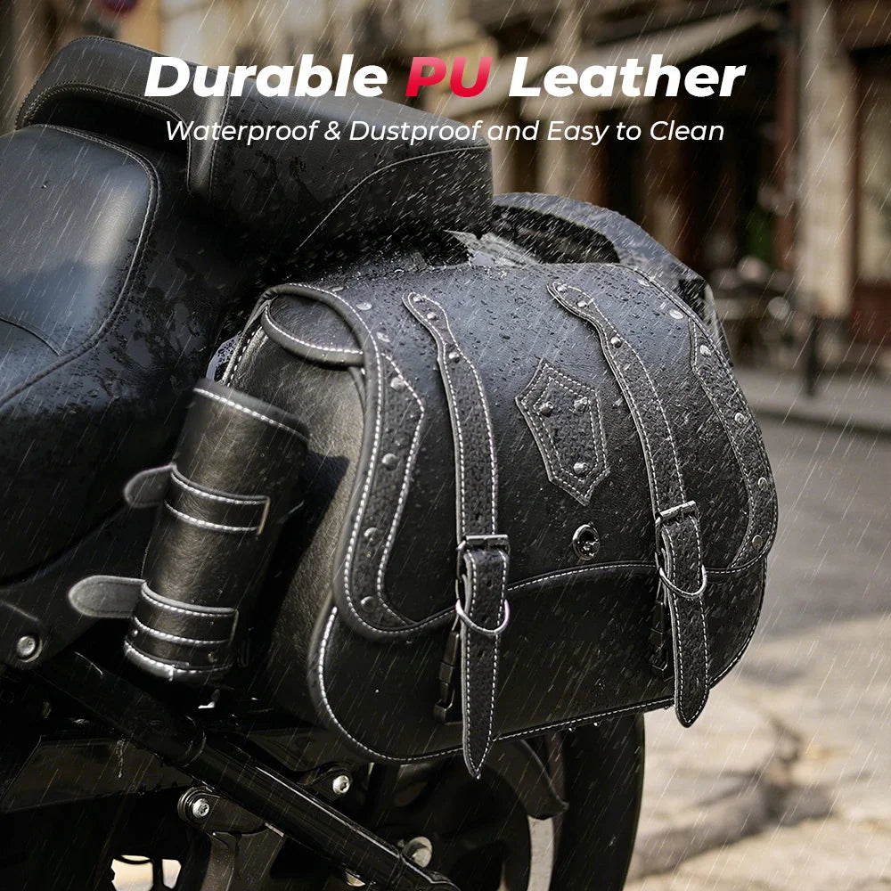 KEMITOUR Motorcycle Saddlebags PU Leather Throw Over Side Bags Motorcycle Saddlebags Nixie