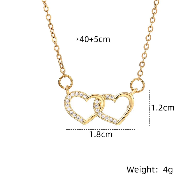 Women's Gold Heart Pendant Necklace | Cubic Zirconia Pendant Necklace Nixie XL1997-110