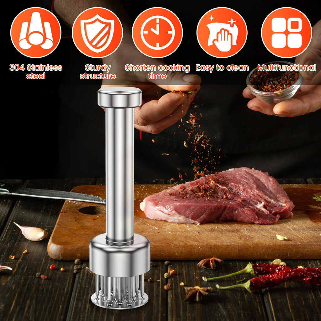 Stainless Steel 21-Needle Meat Tenderizer – Steak & Poultry Tool Meat Tenderizer Tool Nixie