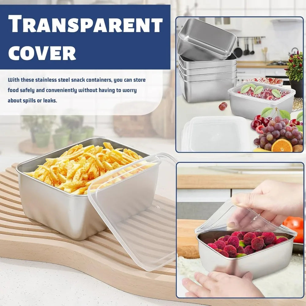 Stainless Steel Food Containers with Lids – Reusable Snack Box Food Storage Container Nixie