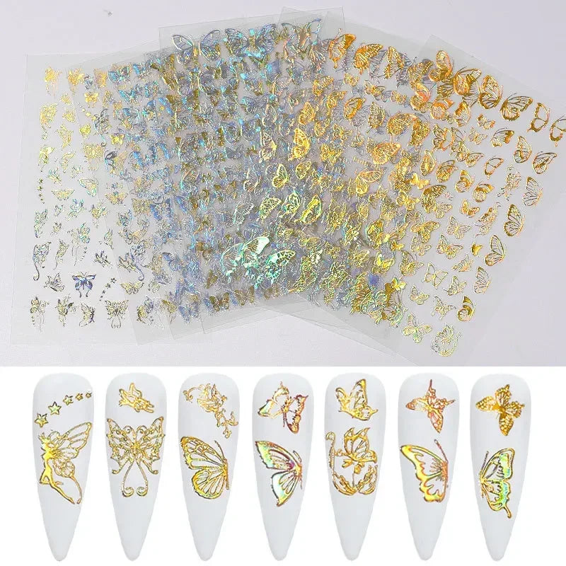 3D Butterfly Holographic Nail Art Stickers – DIY Foil Decals Nail Art Stickers Nixie