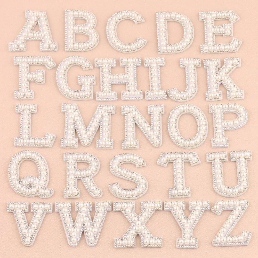 Pearl Rhinestone Letter Patches – Adhesive Non-Woven Appliqué Craft Letter Patches Nixie Adhesive tape-1