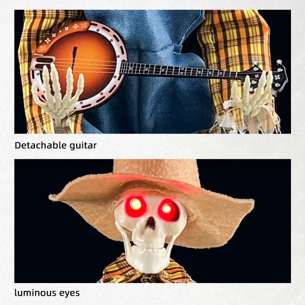 Dueling Banjo Skeletons Glowing Halloween Figurine Decor Halloween Skeleton Figurine Nixie