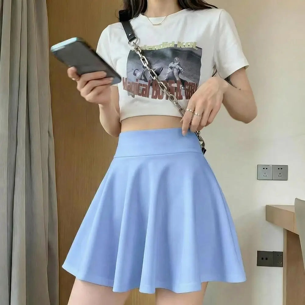 Women's Pleated Mini Skirt – Elastic Waist A-Line Casual Skirt Pleated Mini Skirt Nixie