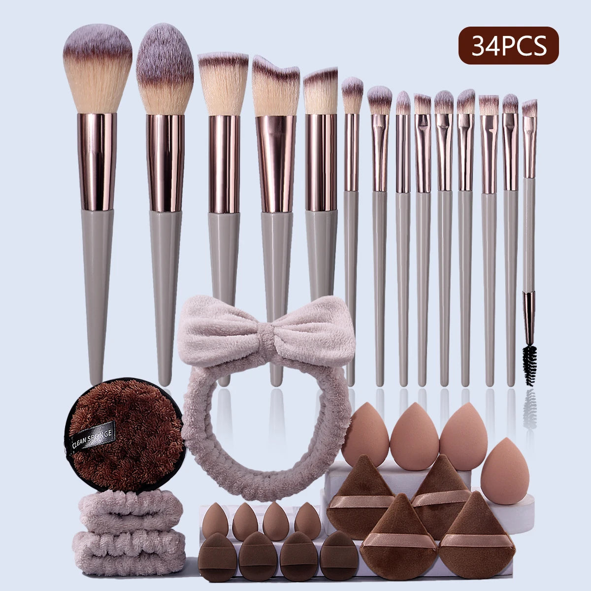 34-Piece Makeup Brush Set with Beauty Egg & Powder Puffs Makeup Brush Set Nixie