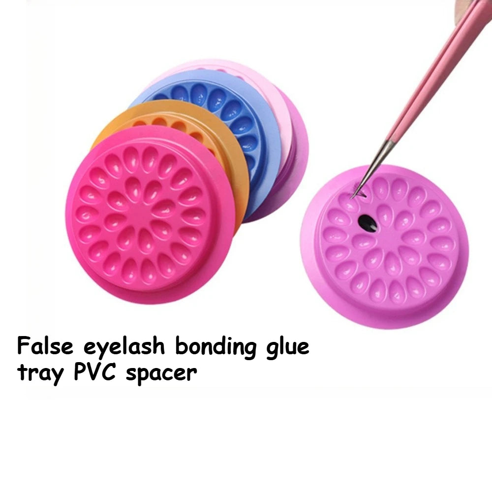 50 Pcs Disposable Eyelash Glue Palettes – Pink White Purple