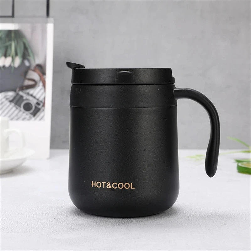 Stainless Steel Thermal Coffee Mug with Handle 350/550ml Thermal Travel Mug Nixie A 350ml Mug Black