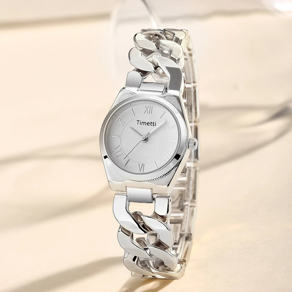 Timetti Women's Gold Retro Quartz Watch | Stainless Steel Women's Quartz Watch Nixie