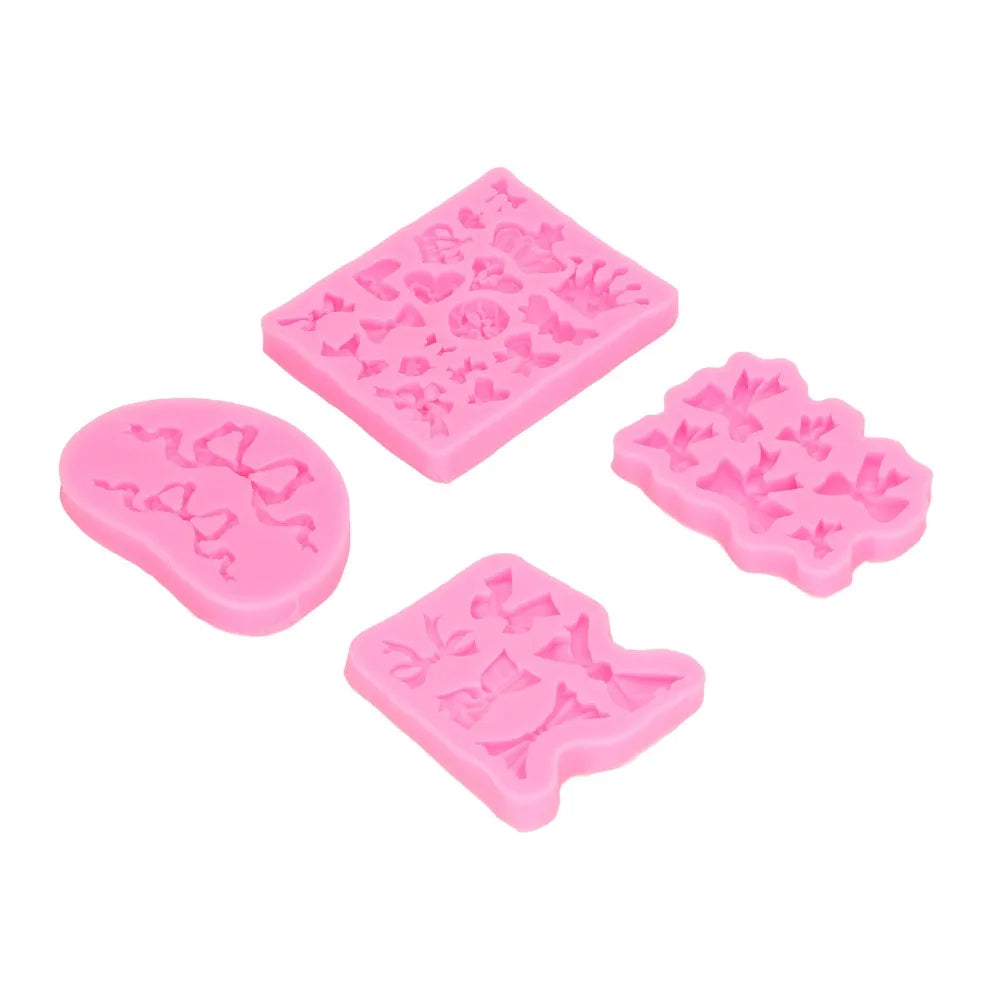 4pcs Bowknot Crown Silicone Baking Moulds – Nonstick Fondant Molds Silicone Baking Mould Nixie