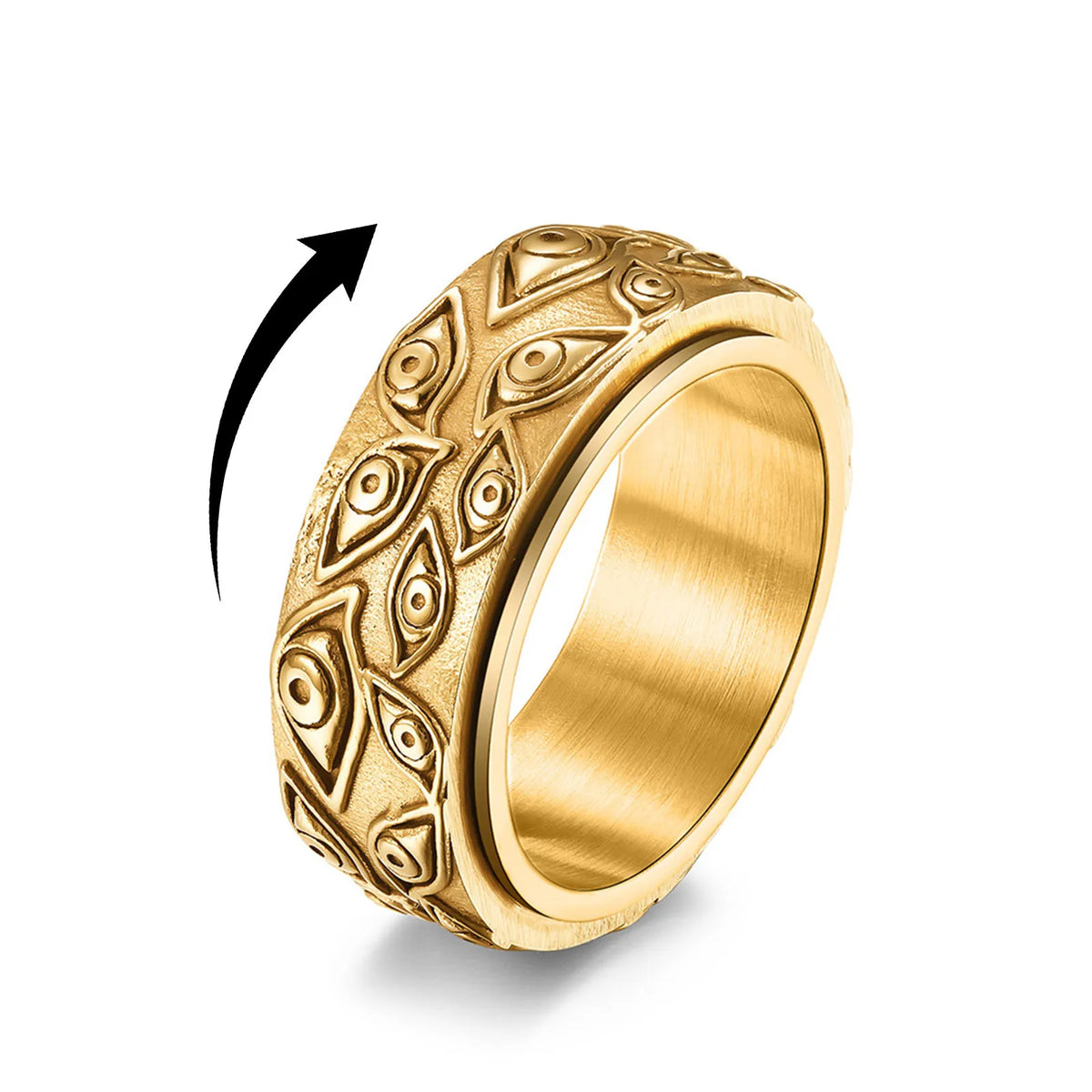 Stainless Steel Spinner Fidget Ring – Punk Skull Star Unisex