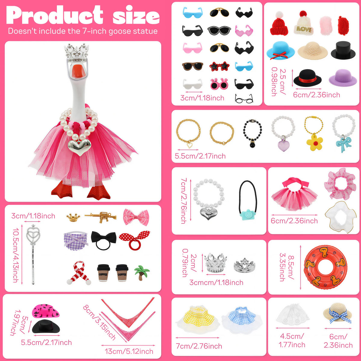 18-Set Mini Desk Goose Outfits – Hats, Glasses & Accessories Desk Figurine Accessories Nixie